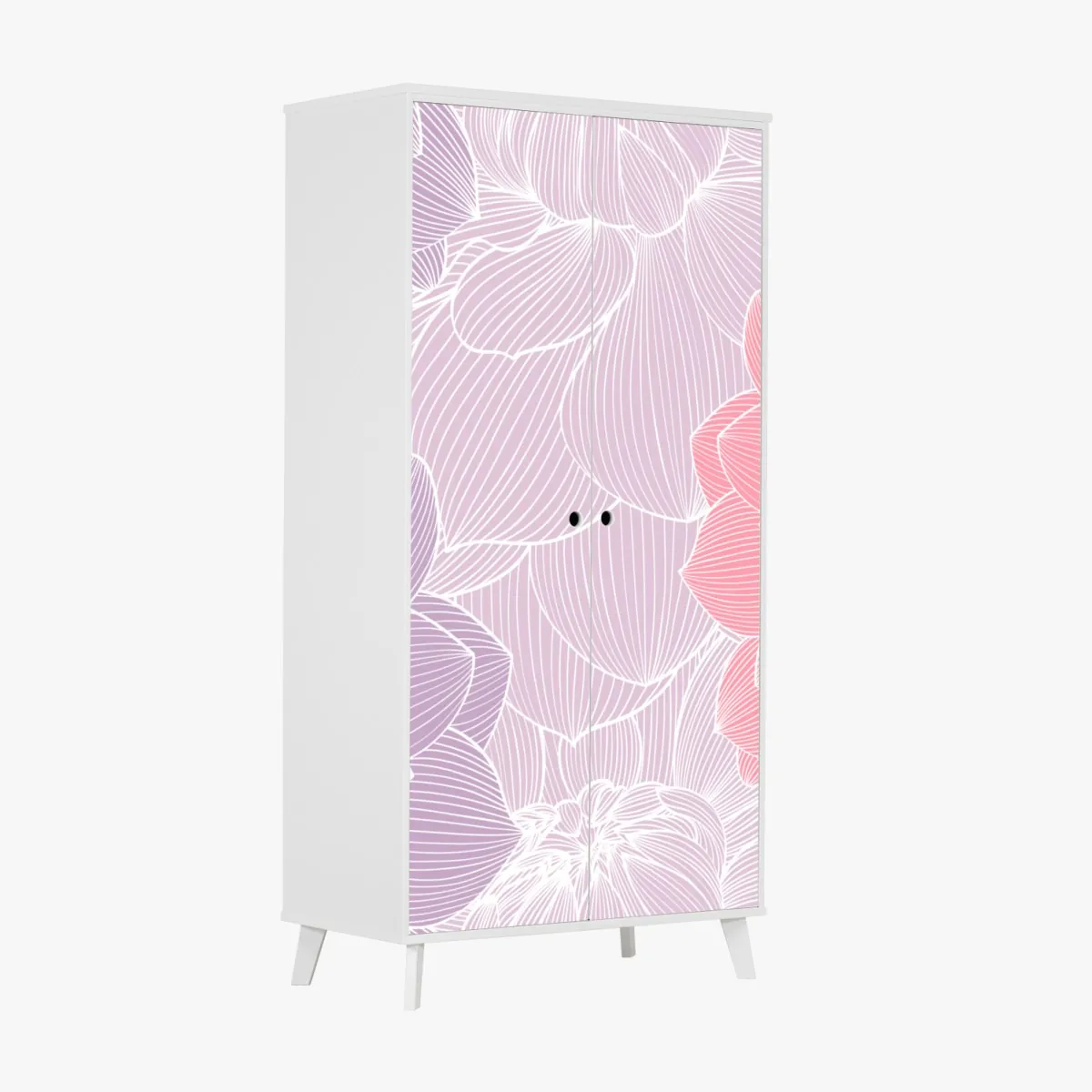 Naklejka na szafę delikatny pastelowy wzór kwiatowy – Wallissimo® Naklejka na szafę delikatny pastelowy wzór kwiatowy – Wallissimo®