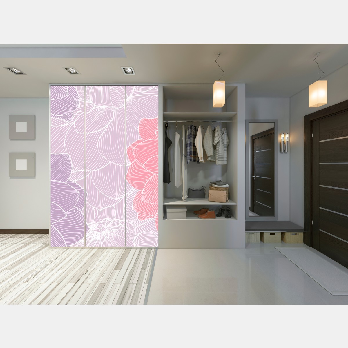 Naklejka na szafę delikatny pastelowy wzór kwiatowy – Wallissimo® Naklejka na szafę delikatny pastelowy wzór kwiatowy – Wallissimo®