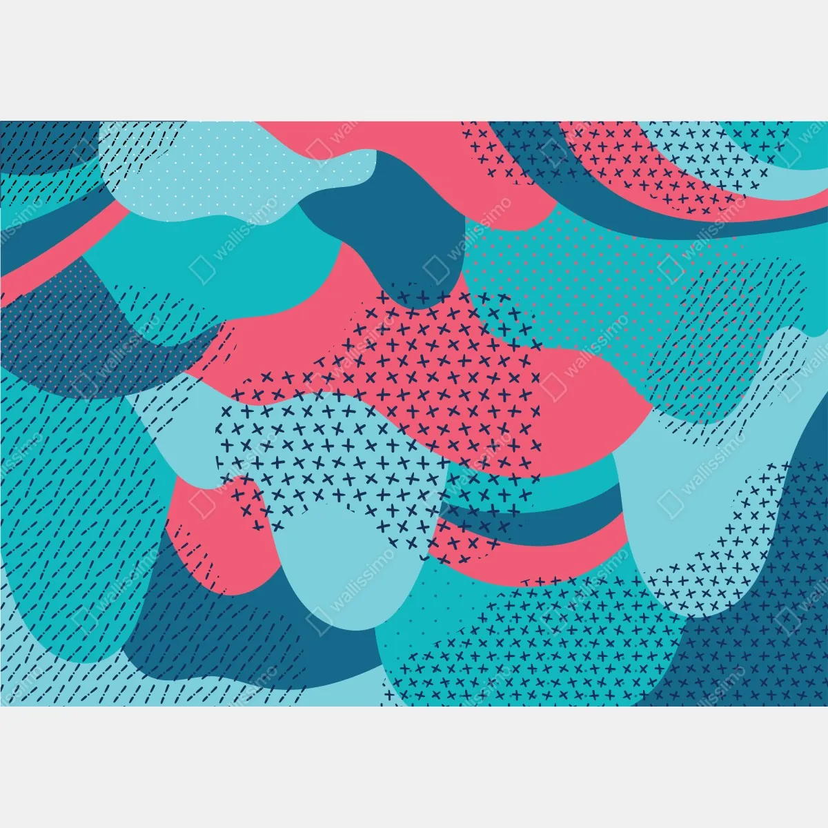Naklejka na szafę abstrakcyjny falisty wzór w turkusie i koralu – Wallissimo® Naklejka na szafę abstrakcyjny falisty wzór w turkusie i koralu – Wallissimo®