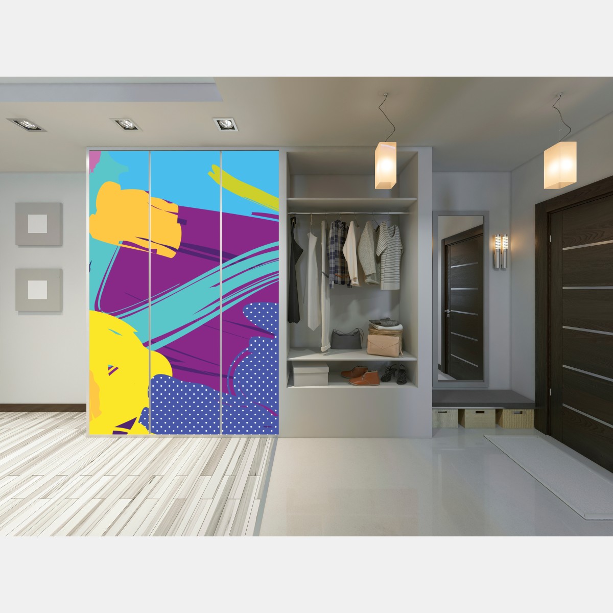 Naklejka na szafę żywa abstrakcyjna kompozycja pop-art – Wallissimo® Naklejka na szafę żywa abstrakcyjna kompozycja pop-art – Wallissimo®