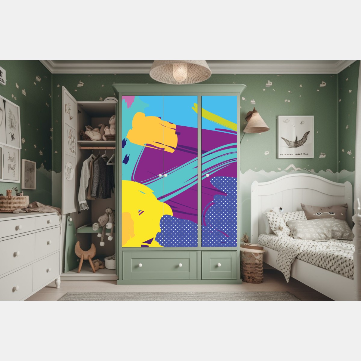 Naklejka na szafę żywa abstrakcyjna kompozycja pop-art – Wallissimo® Naklejka na szafę żywa abstrakcyjna kompozycja pop-art – Wallissimo®