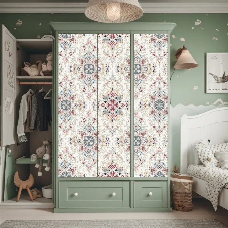 Naklejka na szafę trzy czerwone tulipany na czarnym tle – Wallissimo®