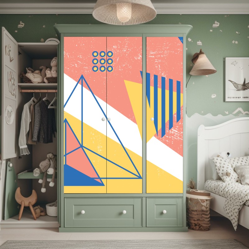 Naklejka na szafę pastelowa kompozycja geometryczna – Wallissimo® Naklejka na szafę pastelowa kompozycja geometryczna – Wallissimo®