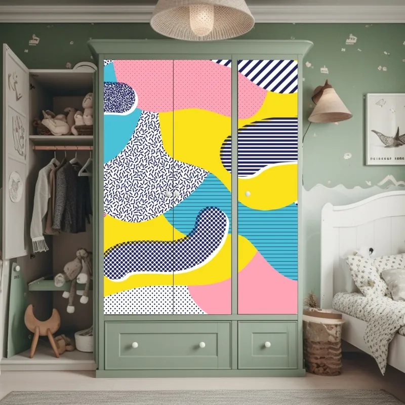 Naklejka na szafę jasny bukiet słoneczników na żółtym tle – Wallissimo®