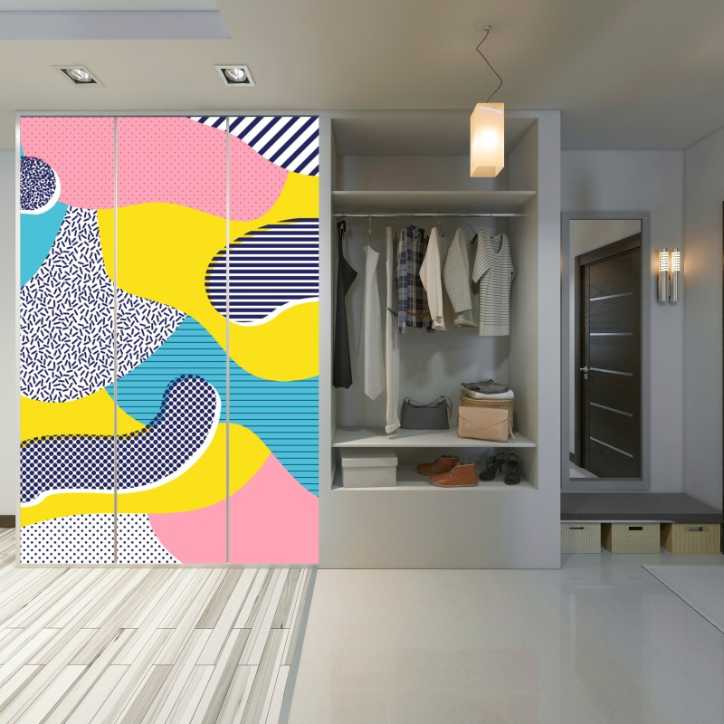 Naklejka na szafę zabawny abstrakcyjny wzór memphis – Wallissimo® Naklejka na szafę zabawny abstrakcyjny wzór memphis – Wallissimo®