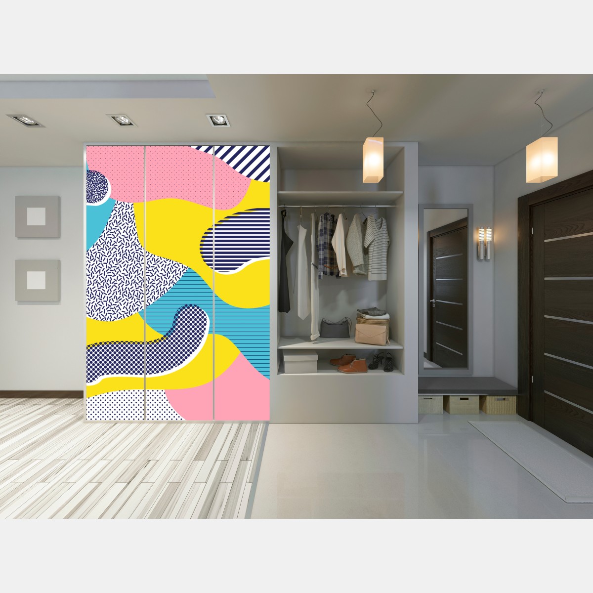 Naklejka na szafę zabawny abstrakcyjny wzór memphis – Wallissimo® Naklejka na szafę zabawny abstrakcyjny wzór memphis – Wallissimo®