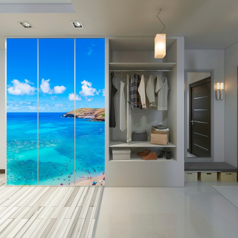 Naklejka na szafę tropikalna turkusowa zatoka panorama – Wallissimo® Naklejka na szafę tropikalna turkusowa zatoka panorama – Wallissimo®