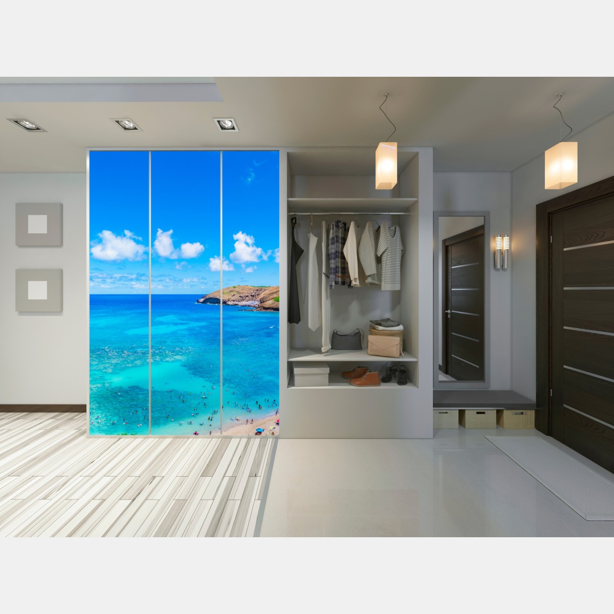 Naklejka na szafę tropikalna turkusowa zatoka panorama – Wallissimo® Naklejka na szafę tropikalna turkusowa zatoka panorama – Wallissimo®