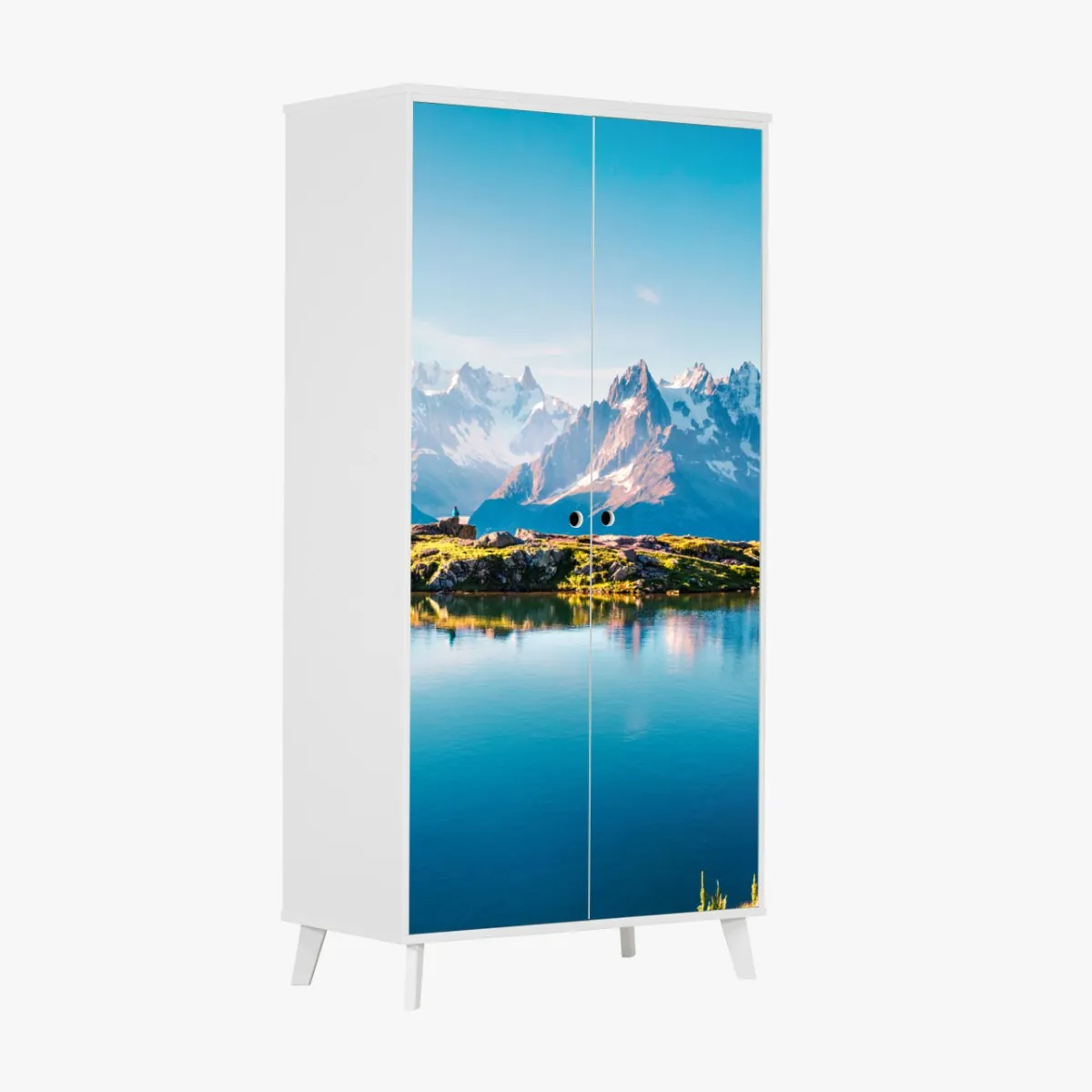 Naklejka na szafę Lac Blanc z widokiem na Mont Blanc – Wallissimo® Naklejka na szafę Lac Blanc z widokiem na Mont Blanc – Wallissimo®