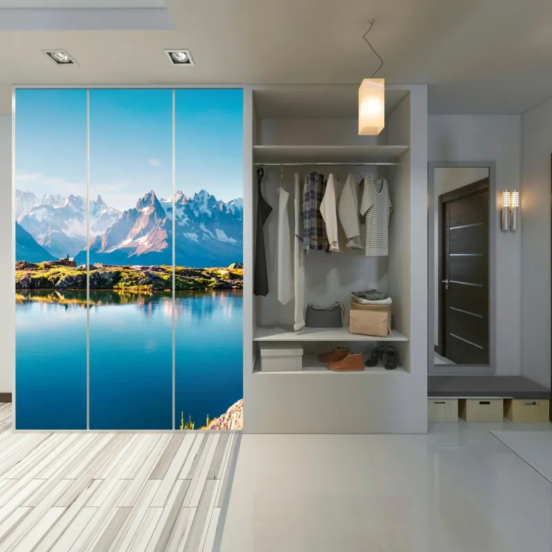 Naklejka na szafę Lac Blanc z widokiem na Mont Blanc – Wallissimo® Naklejka na szafę Lac Blanc z widokiem na Mont Blanc – Wallissimo®