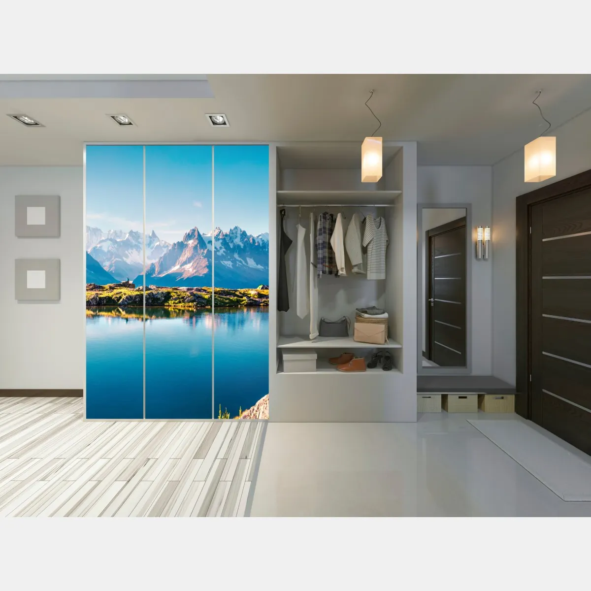 Naklejka na szafę Lac Blanc z widokiem na Mont Blanc – Wallissimo® Naklejka na szafę Lac Blanc z widokiem na Mont Blanc – Wallissimo®