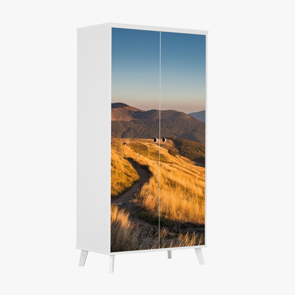 Wardrobe sticker golden mountain ridge at sunset