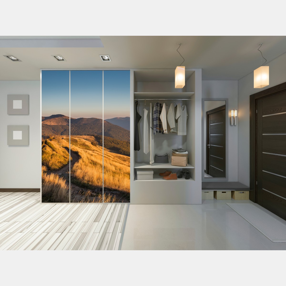 Naklejka na szafę złoty grzbiet górski o zachodzie słońca – Wallissimo® Naklejka na szafę złoty grzbiet górski o zachodzie słońca – Wallissimo®