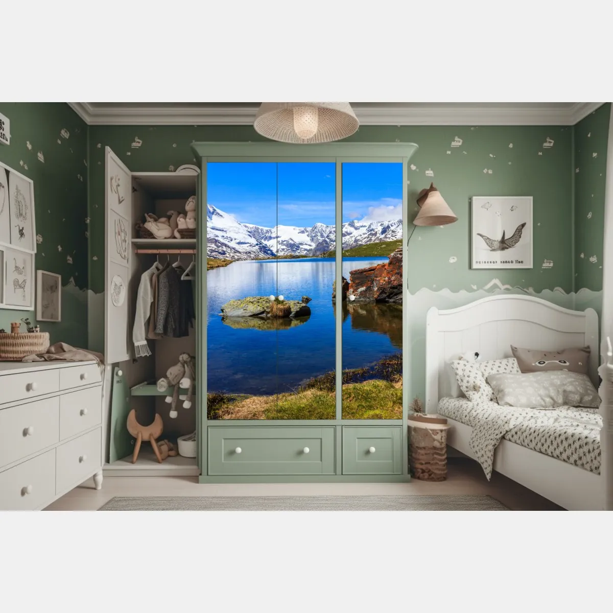 Naklejka na szafę spokojne odbicie Matterhornu nad jeziorem Stellisee, Zermatt – Wallissimo® Naklejka na szafę spokojne odbicie Matterhornu nad jeziorem Stellisee, Zermatt – Wallissimo®