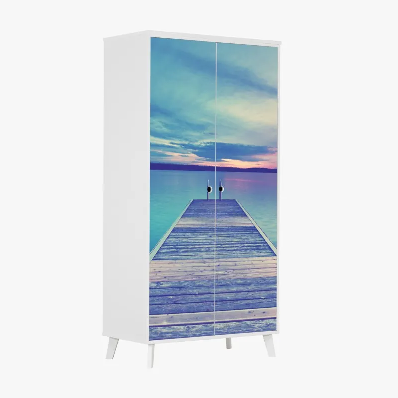 Naklejka na szafę tropikalny wzór hibiskusa – Wallissimo®