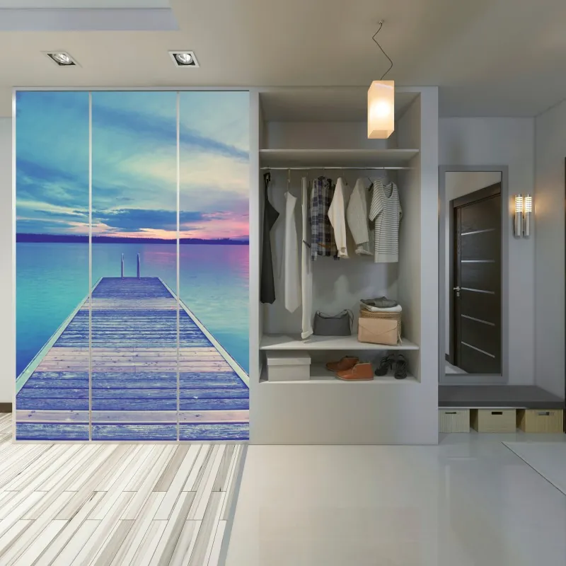 Naklejka na szafę tropikalny wzór hibiskusa – Wallissimo®