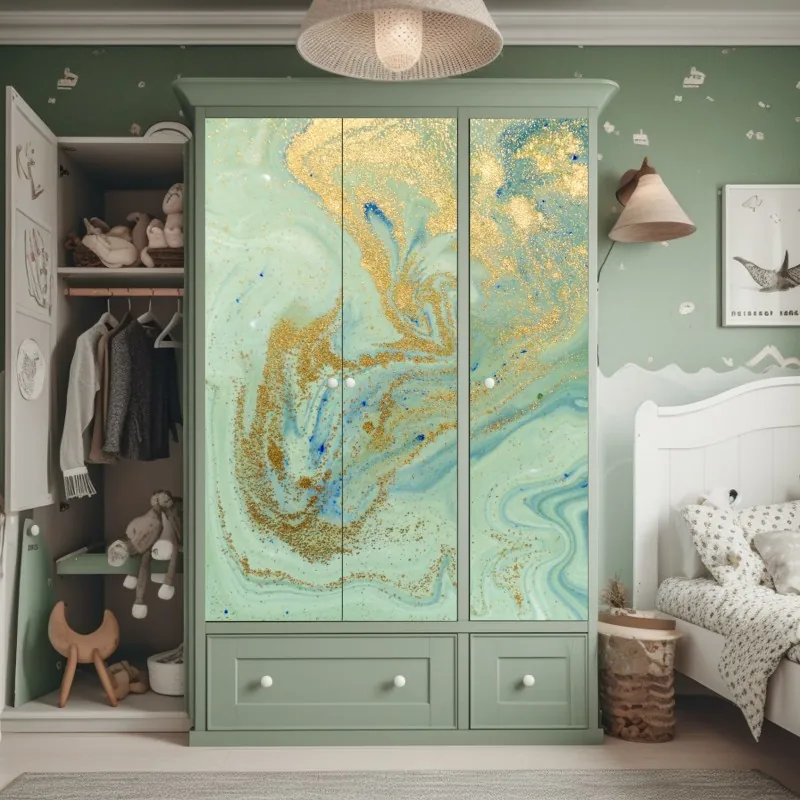 Naklejka na szafę mglisty las sosnowy – Wallissimo®