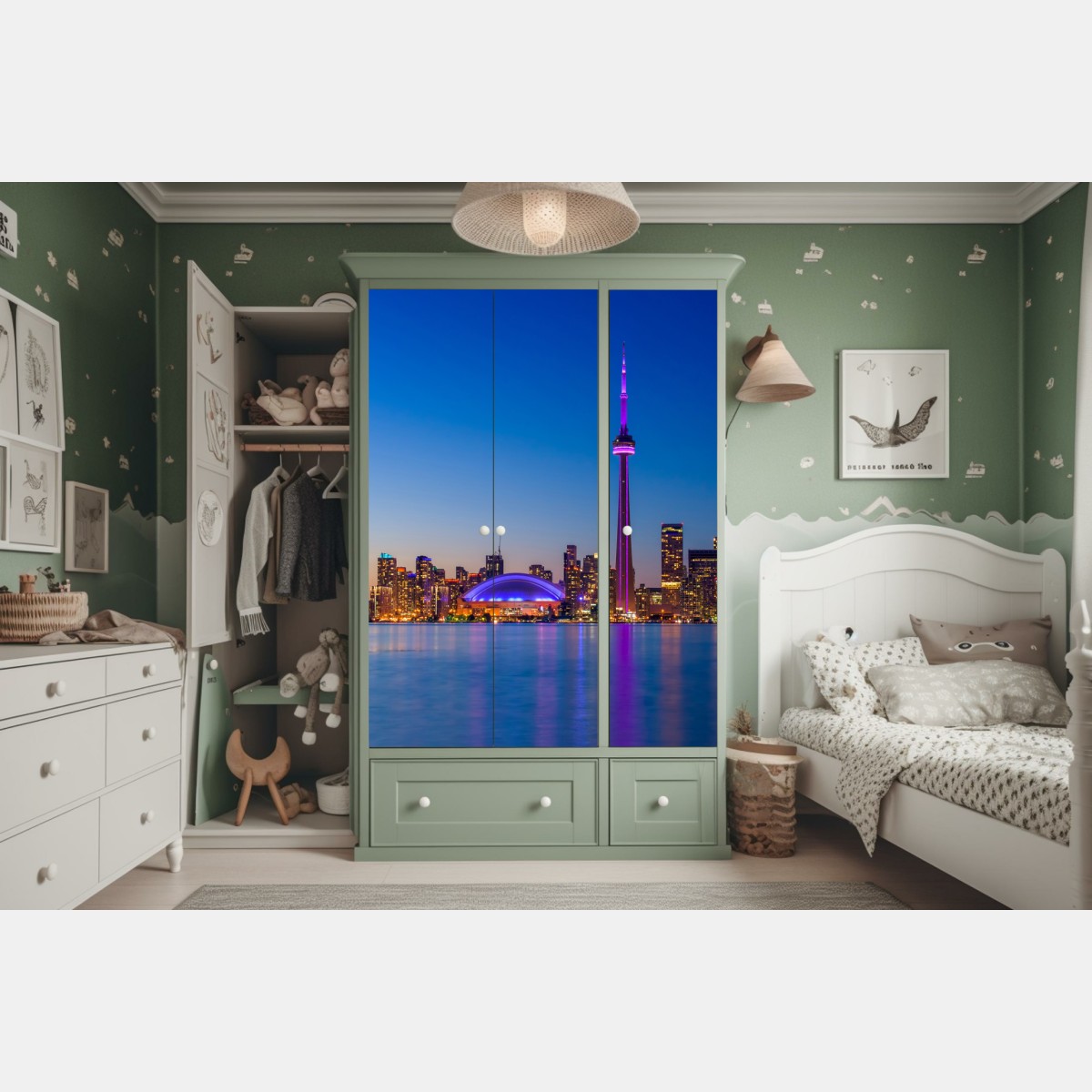 Naklejka na szafę Toronto panorama o zmierzchu – Wallissimo® Naklejka na szafę Toronto panorama o zmierzchu – Wallissimo®