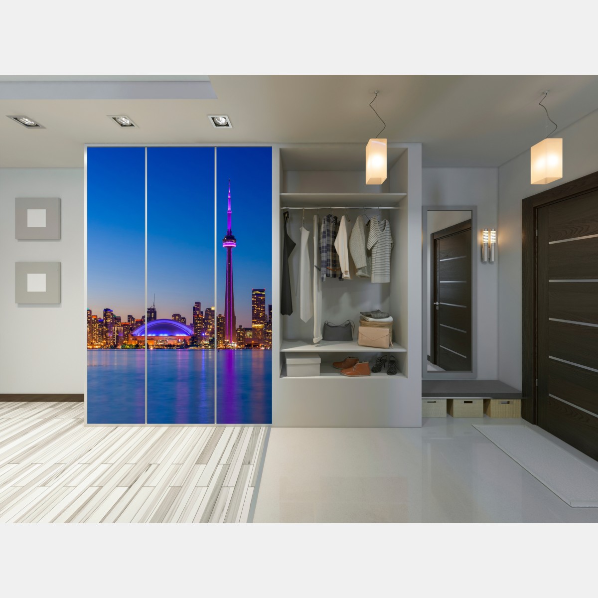 Naklejka na szafę Toronto panorama o zmierzchu – Wallissimo® Naklejka na szafę Toronto panorama o zmierzchu – Wallissimo®