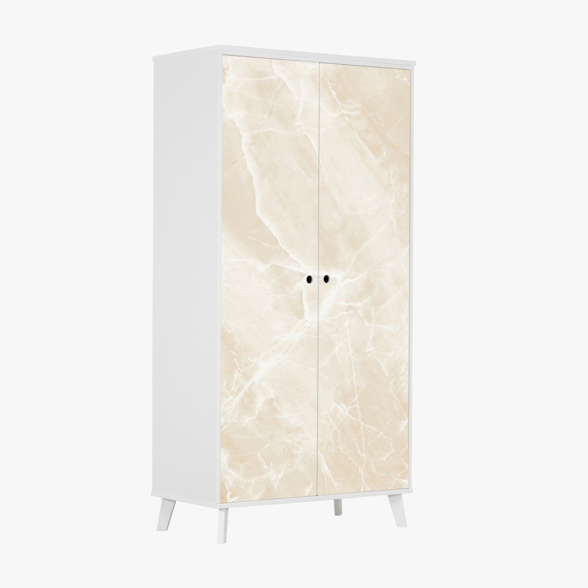 Wardrobe sticker beige marble texture with white veining