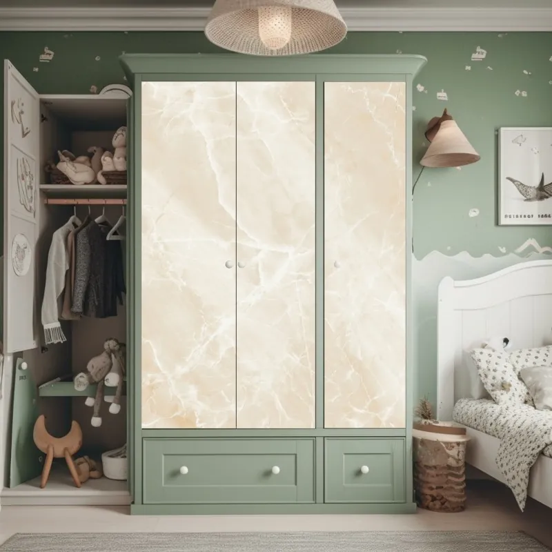 Naklejka na szafę tropikalny wzór hibiskusa i plumerii – Wallissimo®