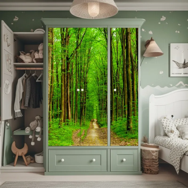 Naklejka na szafę żywy zachód słońca z palmami – Wallissimo®