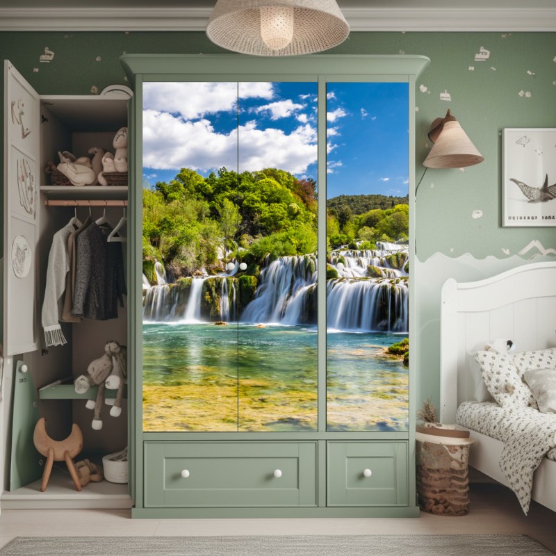 Naklejka na szafę spokojny wodospad Skradinski Buk w Parku Narodowym Krka – Wallissimo® Naklejka na szafę spokojny wodospad Skradinski Buk w Parku Narodowym Krka – Wallissimo®