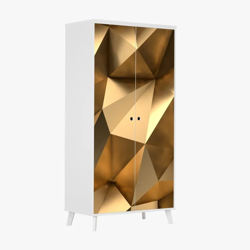 Naklejka na szafę złote geometryczne fasety