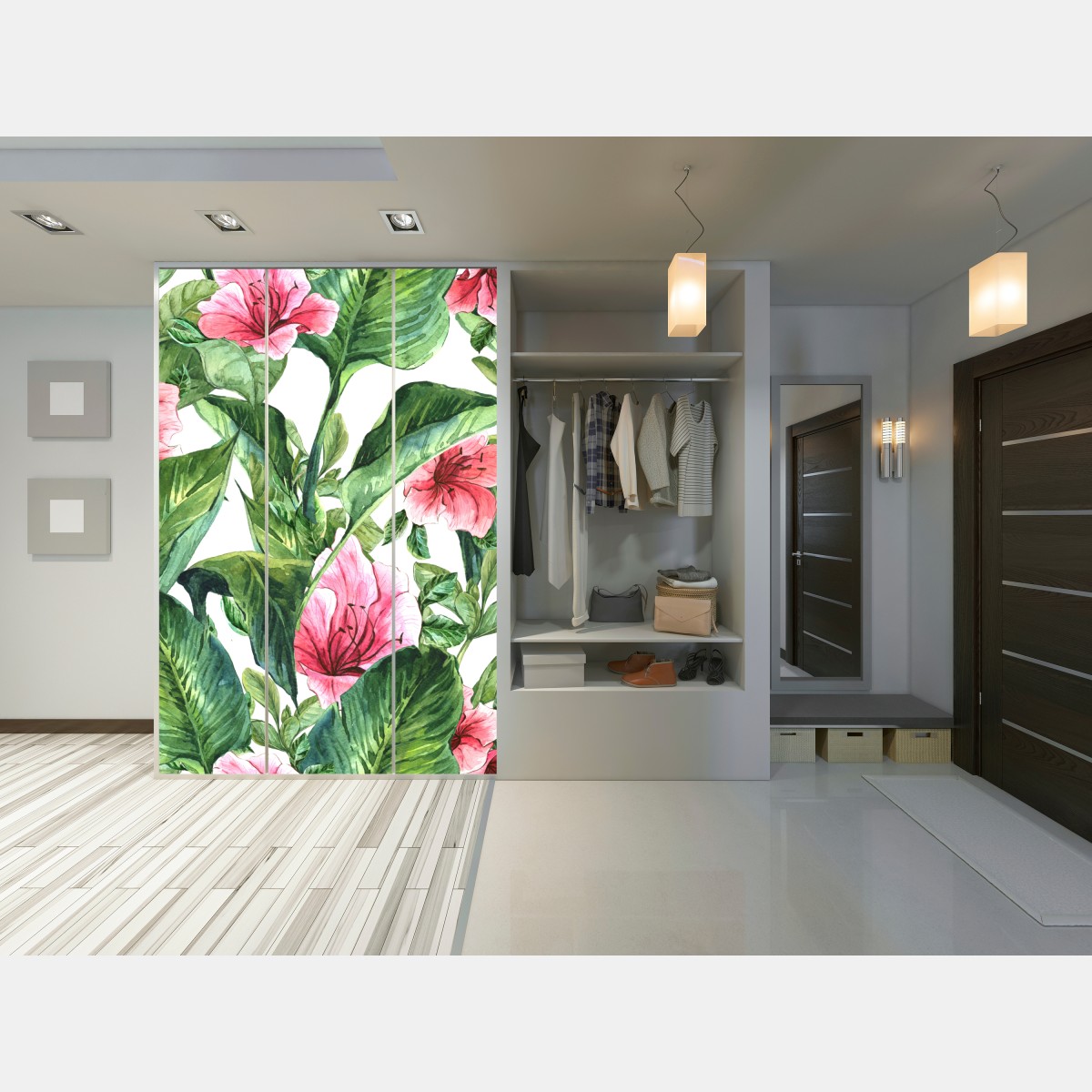 Naklejka na szafę różowy akwarelowy motyw botaniczny – Wallissimo® Naklejka na szafę różowy akwarelowy motyw botaniczny – Wallissimo®