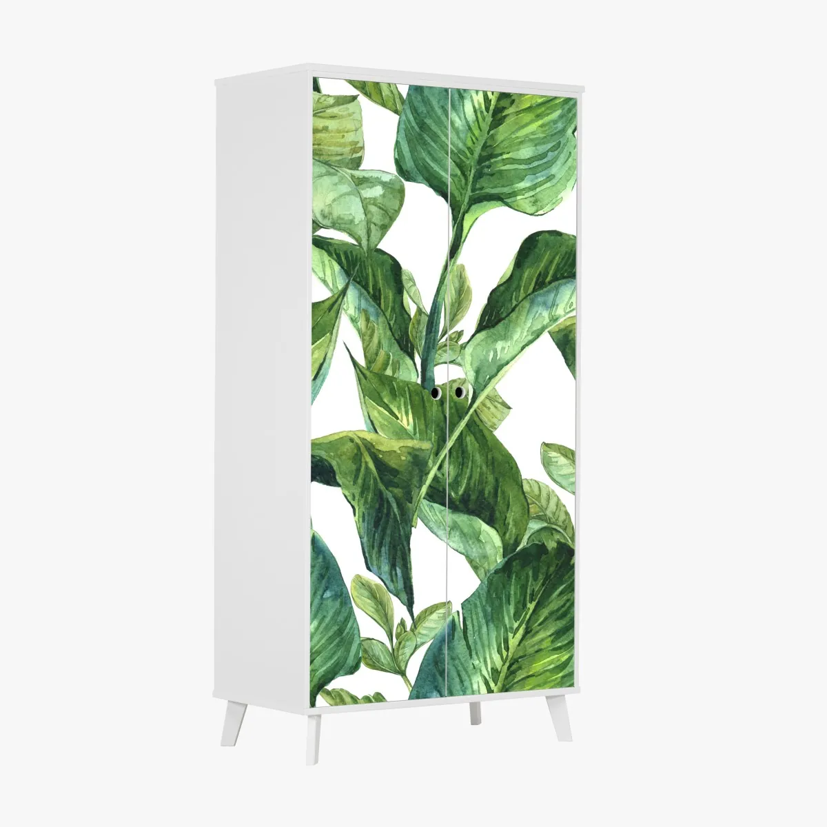 Naklejka na szafę bujny akwarelowy wzór tropikalnych liści – Wallissimo® Naklejka na szafę bujny akwarelowy wzór tropikalnych liści – Wallissimo®