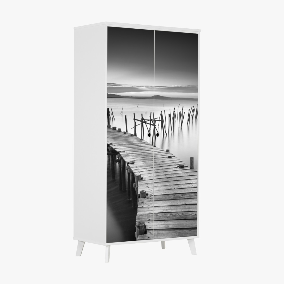 Wardrobe sticker serene wooden pier at dusk