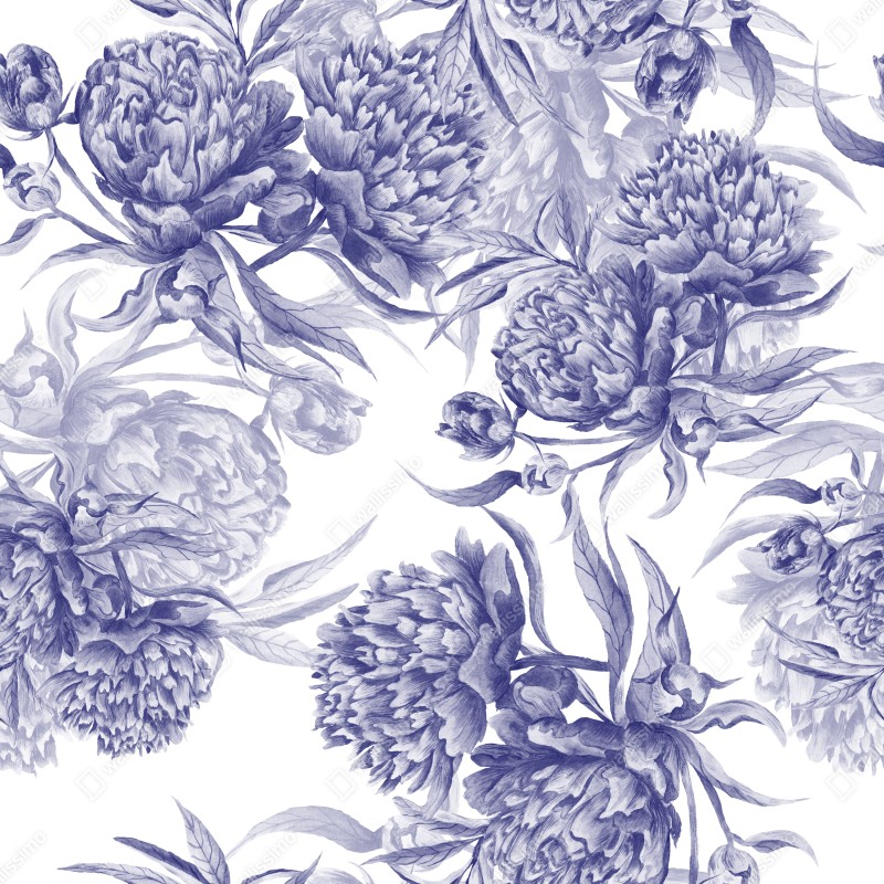 Naklejka na szafę niebieskie peonie w stylu botanicznym – Wallissimo® Naklejka na szafę niebieskie peonie w stylu botanicznym – Wallissimo®