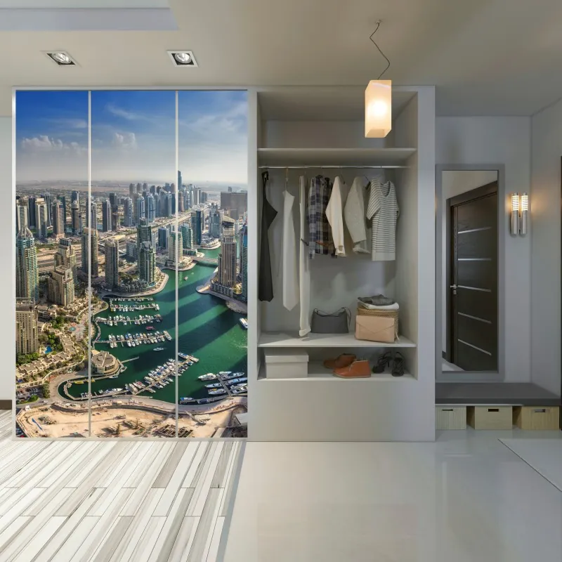 Naklejka na szafę poranny las skąpany w słońcu – Wallissimo®