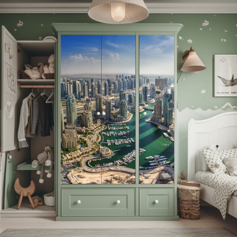 Naklejka na szafę Dubaj Marina panorama miasta – Wallissimo® Naklejka na szafę Dubaj Marina panorama miasta – Wallissimo®