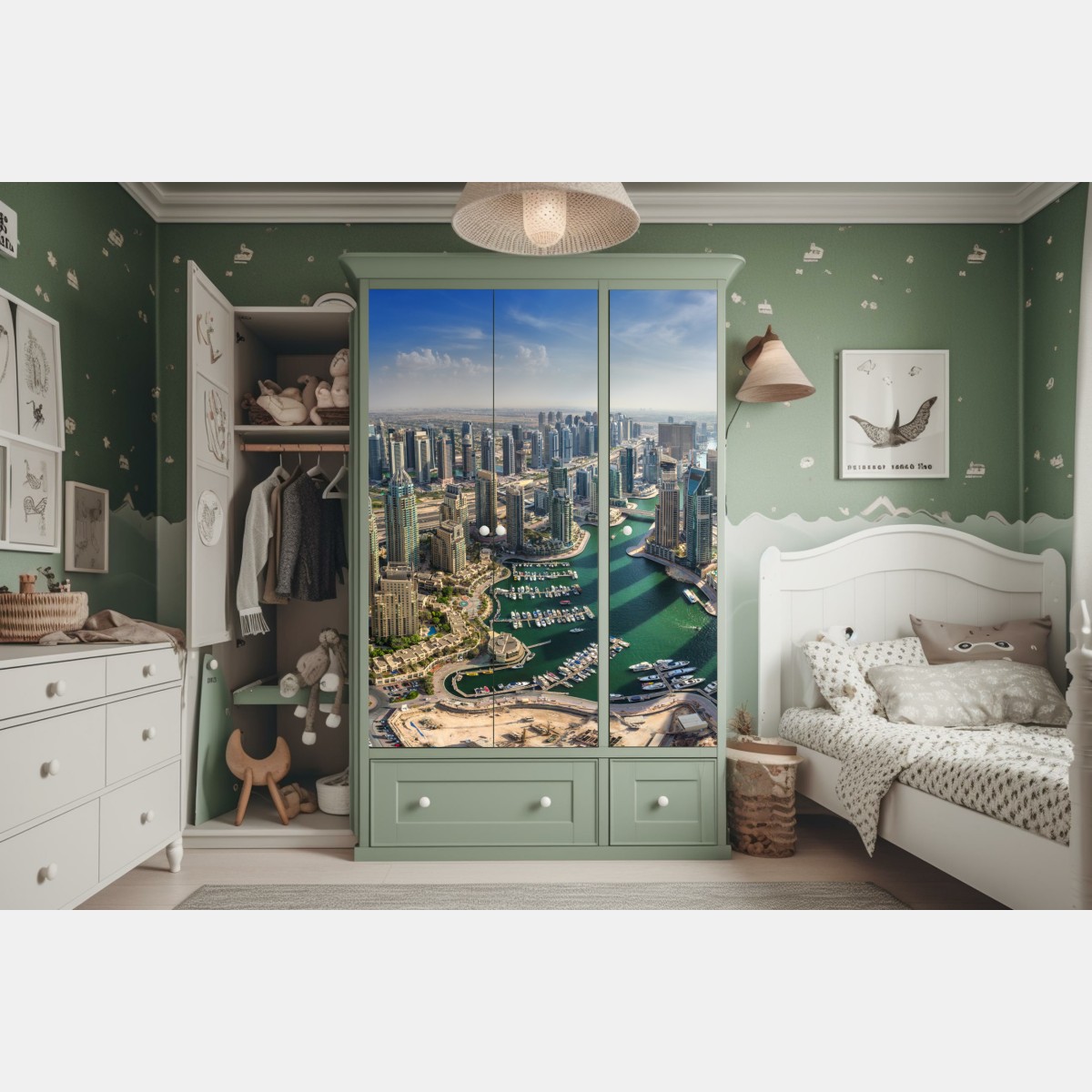 Naklejka na szafę Dubaj Marina panorama miasta – Wallissimo® Naklejka na szafę Dubaj Marina panorama miasta – Wallissimo®