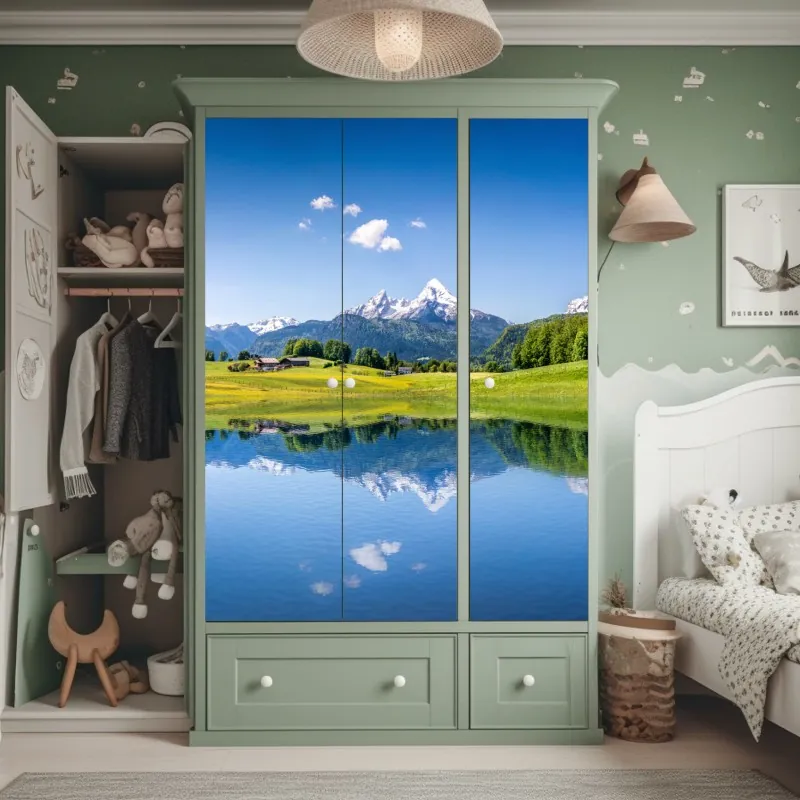 Naklejka na szafę Tadź Mahal odbicie w porannym świetle – Wallissimo®