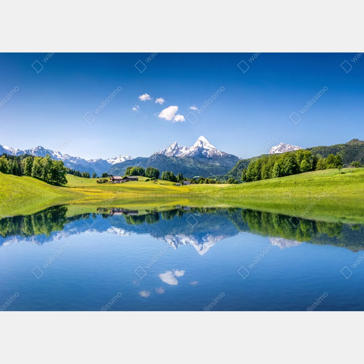 Naklejka na szafę alpejskie szczyty odbite w spokojnym jeziorze – Wallissimo® Naklejka na szafę alpejskie szczyty odbite w spokojnym jeziorze – Wallissimo®