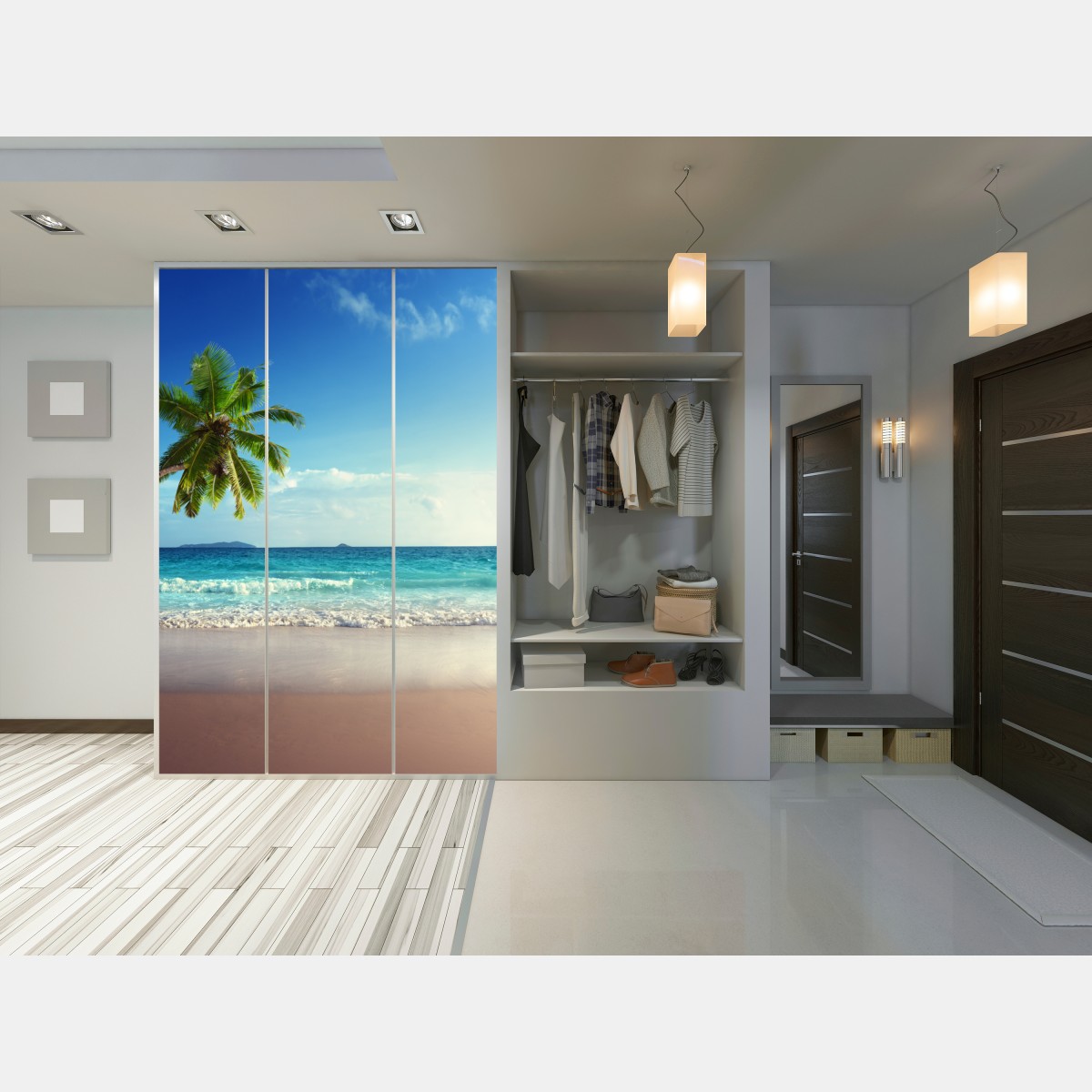 Naklejka na szafę tropikalna plaża na Karaibach o zachodzie słońca – Wallissimo® Naklejka na szafę tropikalna plaża na Karaibach o zachodzie słońca – Wallissimo®