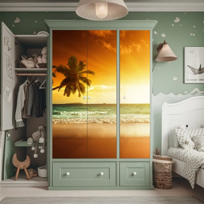 Naklejka na szafę stylizowany wzór fal morskich – Wallissimo®