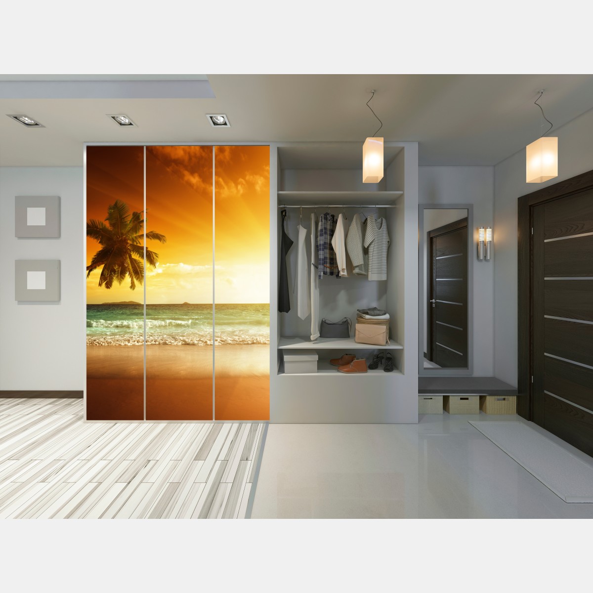 Naklejka na szafę tropikalny zachód słońca nad plażą na Karaibach – Wallissimo® Naklejka na szafę tropikalny zachód słońca nad plażą na Karaibach – Wallissimo®