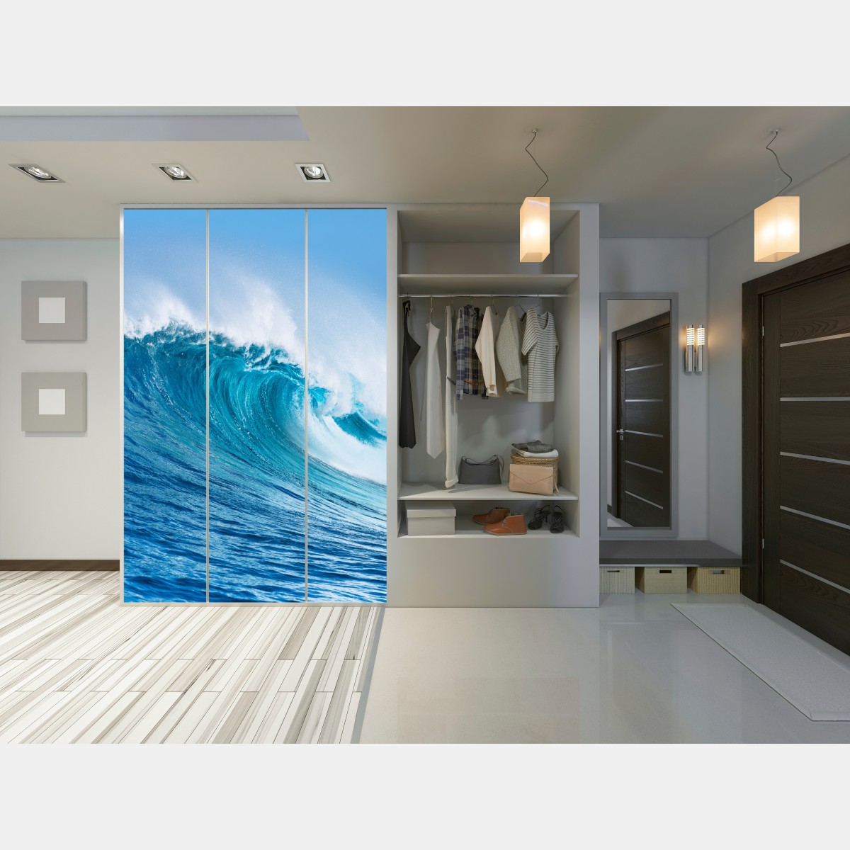 Naklejka na szafę majestatyczna turkusowa fala oceaniczna – Wallissimo® Naklejka na szafę majestatyczna turkusowa fala oceaniczna – Wallissimo®