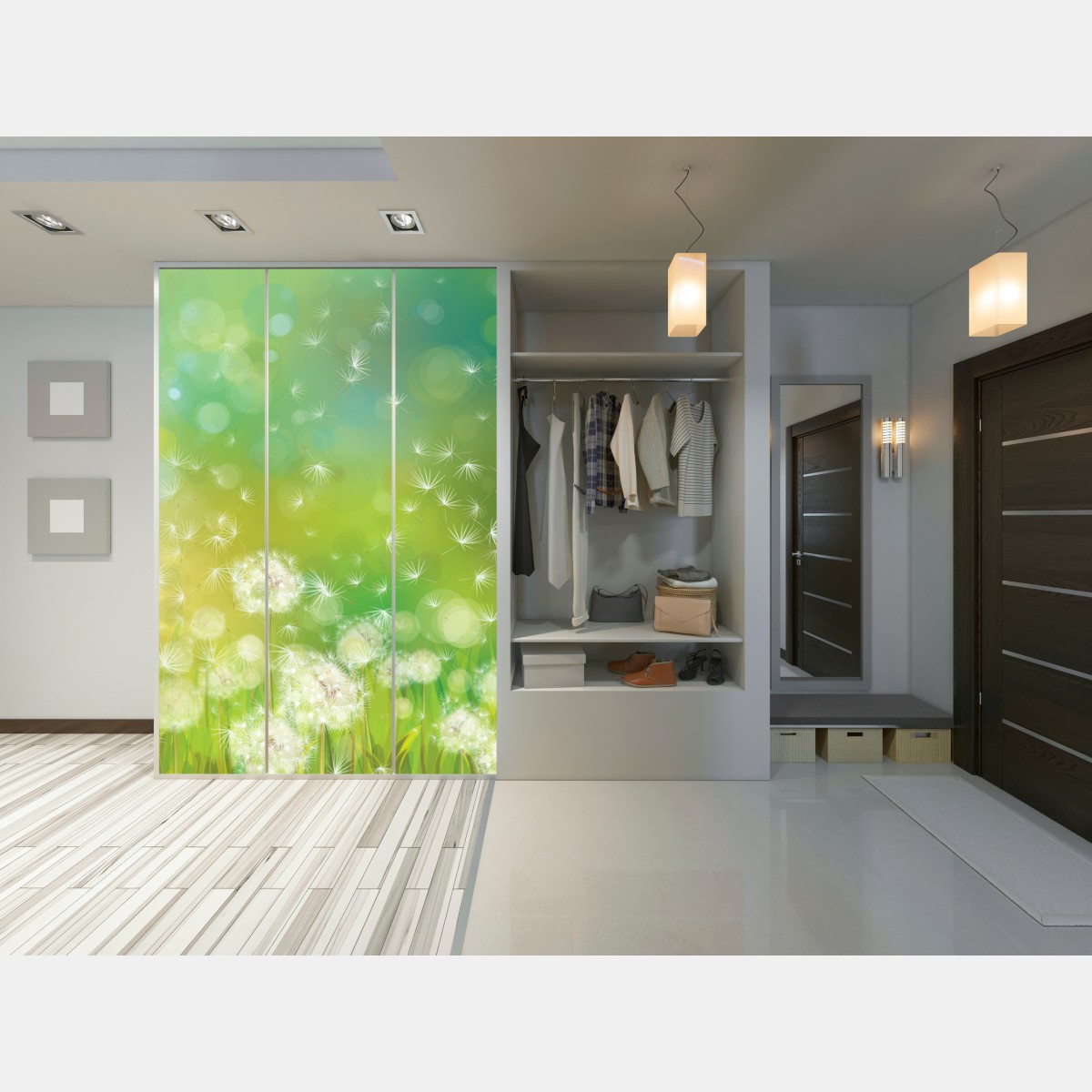 Naklejka na szafę wiosenna łąka dmuchawców – Wallissimo® Naklejka na szafę wiosenna łąka dmuchawców – Wallissimo®