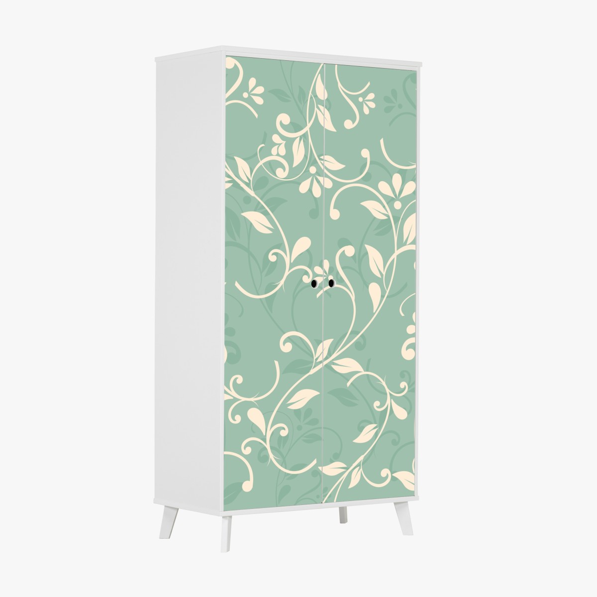 Wardrobe sticker mint floral vintage pattern