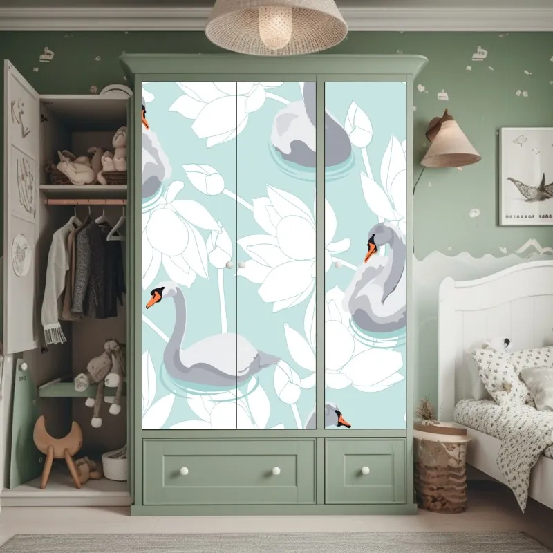 Naklejka na szafę złoty geometryczny wzór z kołami – Wallissimo®