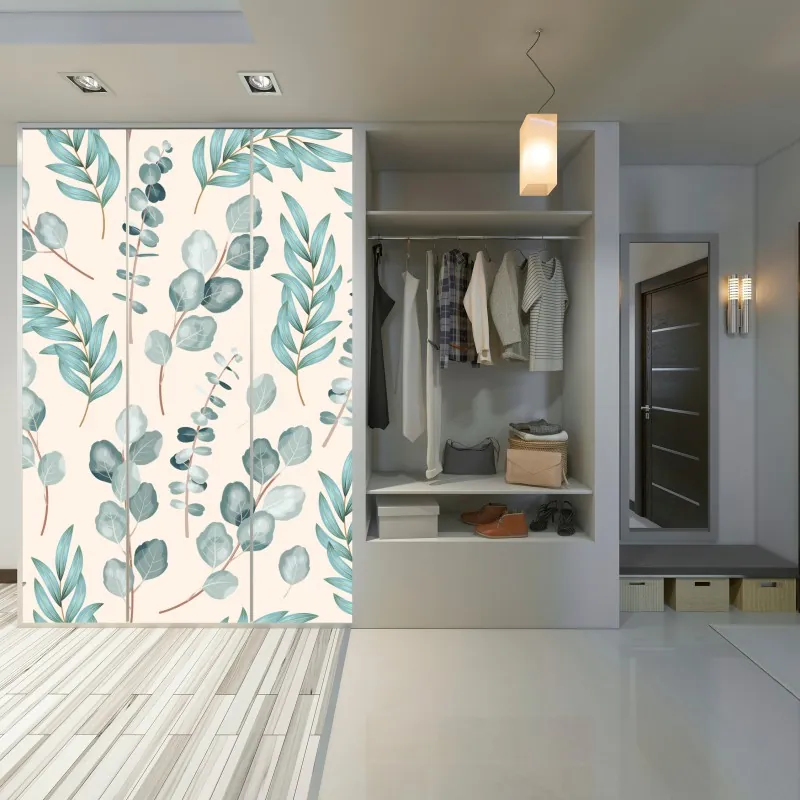 Naklejka na szafę jasny bukiet słoneczników na żółtym tle – Wallissimo®