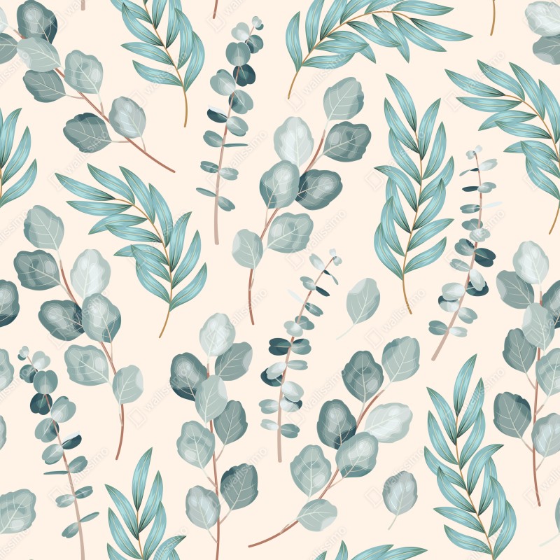 Naklejka na szafę pastelowy wzór liści eukaliptusa – Wallissimo® Naklejka na szafę pastelowy wzór liści eukaliptusa – Wallissimo®