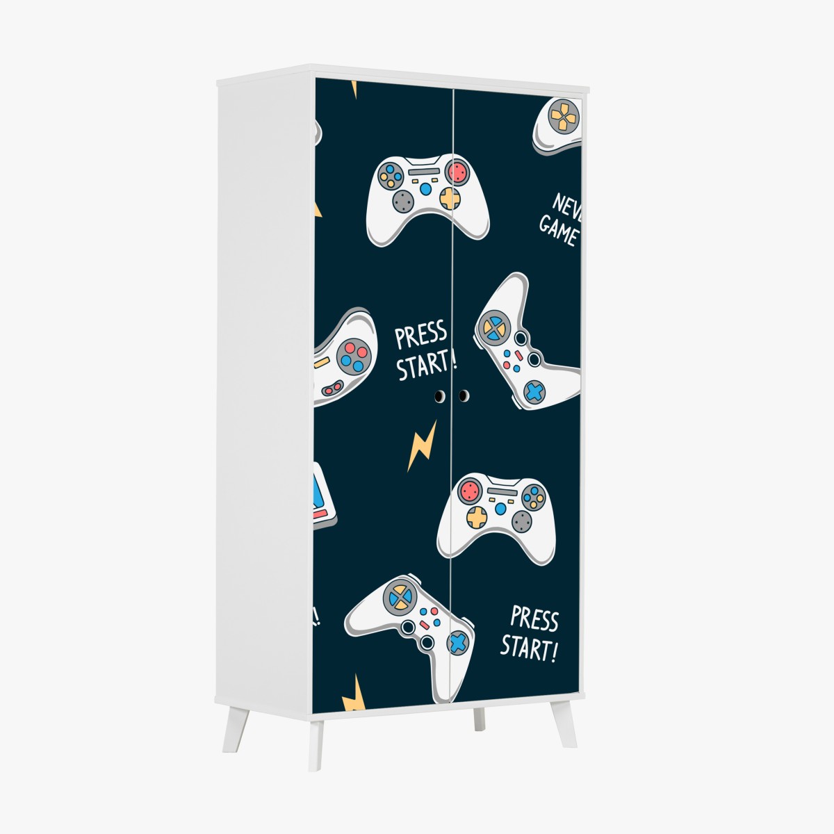 Wardrobe sticker retro game controllers pattern