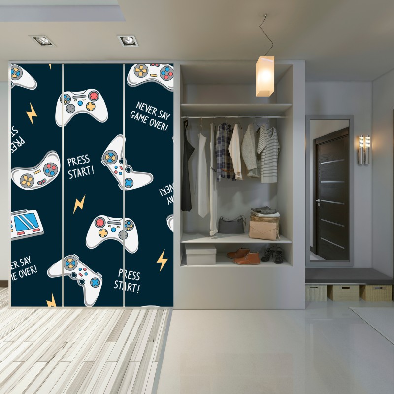 Naklejka na szafę retro wzór kontrolerów do gier – Wallissimo® Naklejka na szafę retro wzór kontrolerów do gier – Wallissimo®