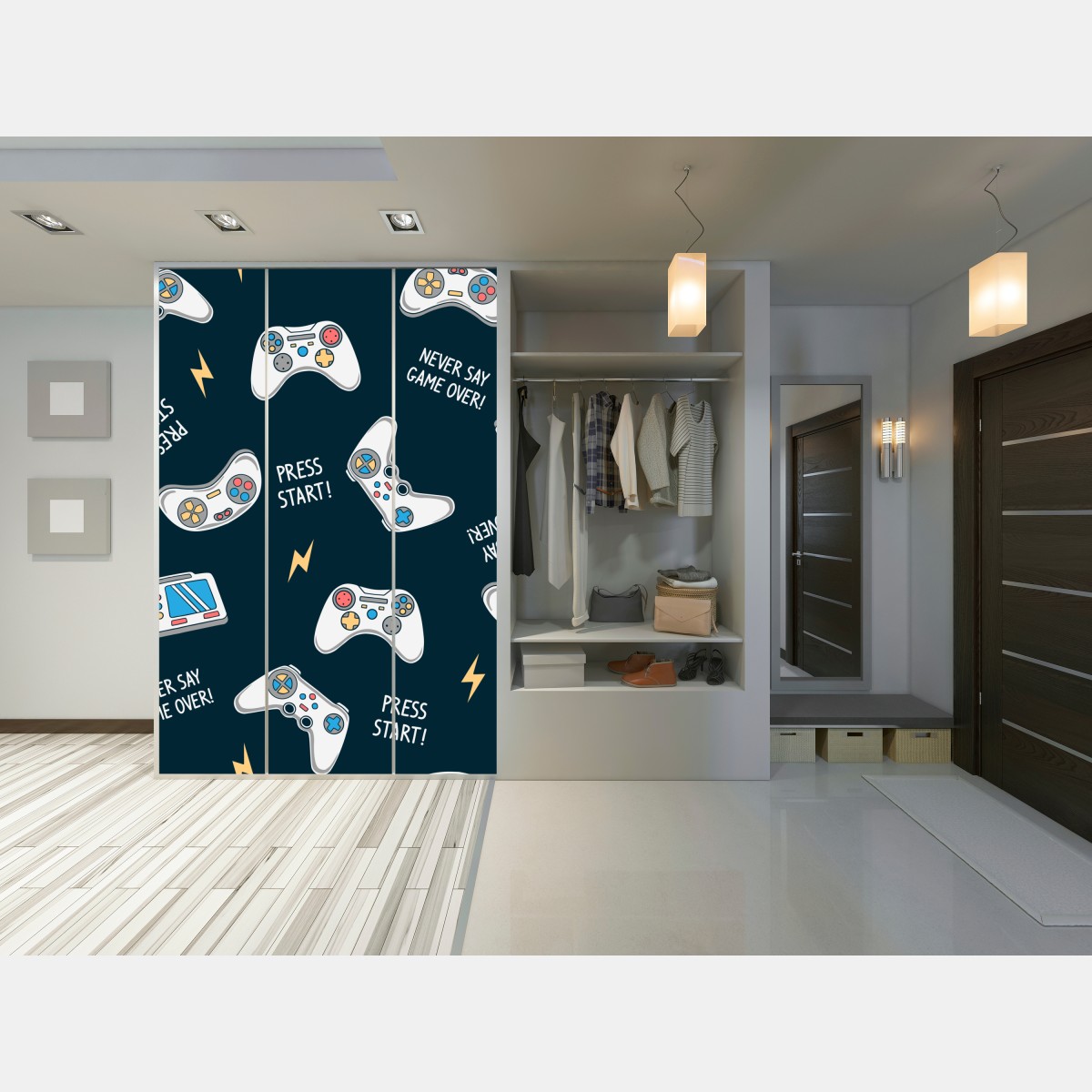 Naklejka na szafę retro wzór kontrolerów do gier – Wallissimo® Naklejka na szafę retro wzór kontrolerów do gier – Wallissimo®