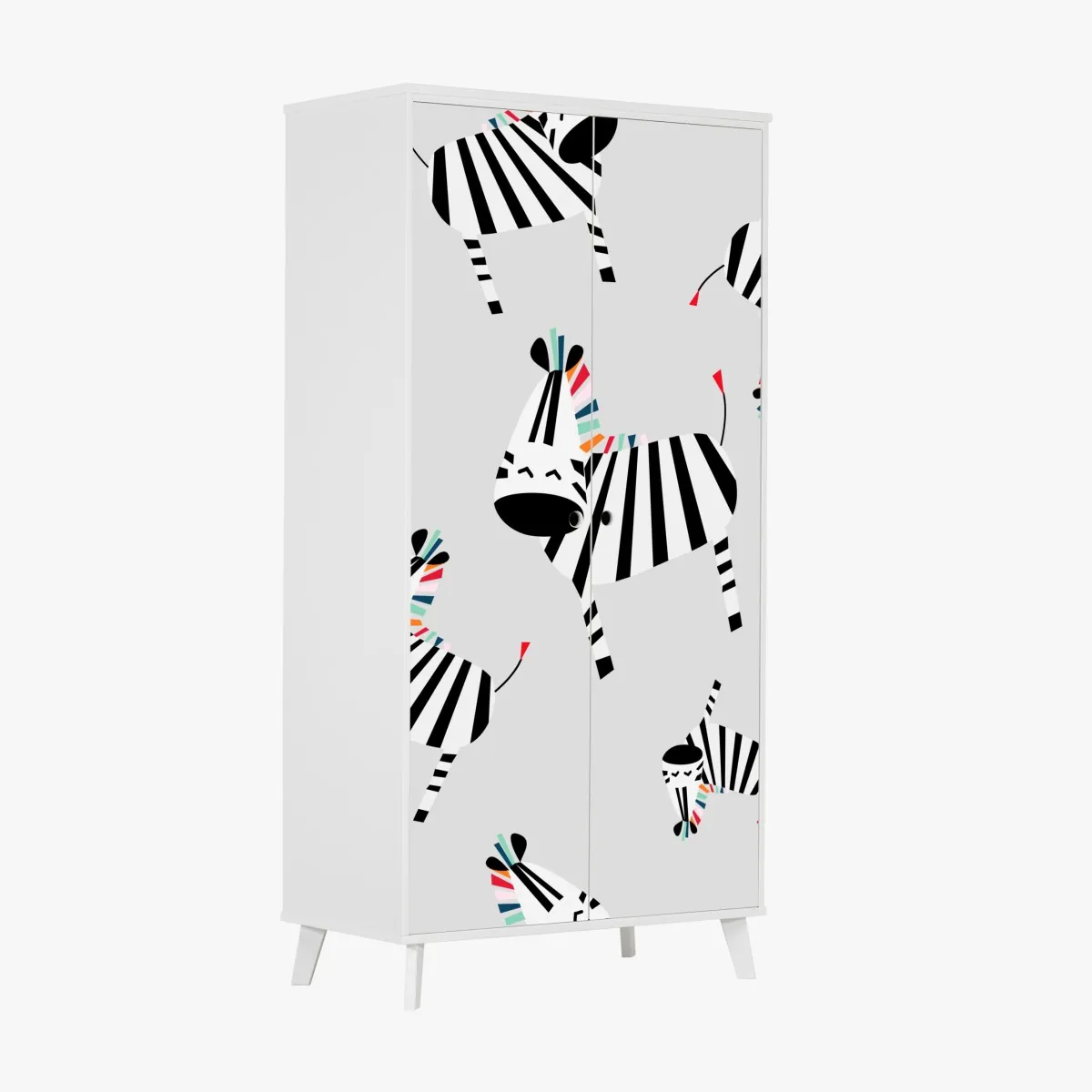 Naklejka na szafę zabawny wzór z zebrami – Wallissimo® Naklejka na szafę zabawny wzór z zebrami – Wallissimo®